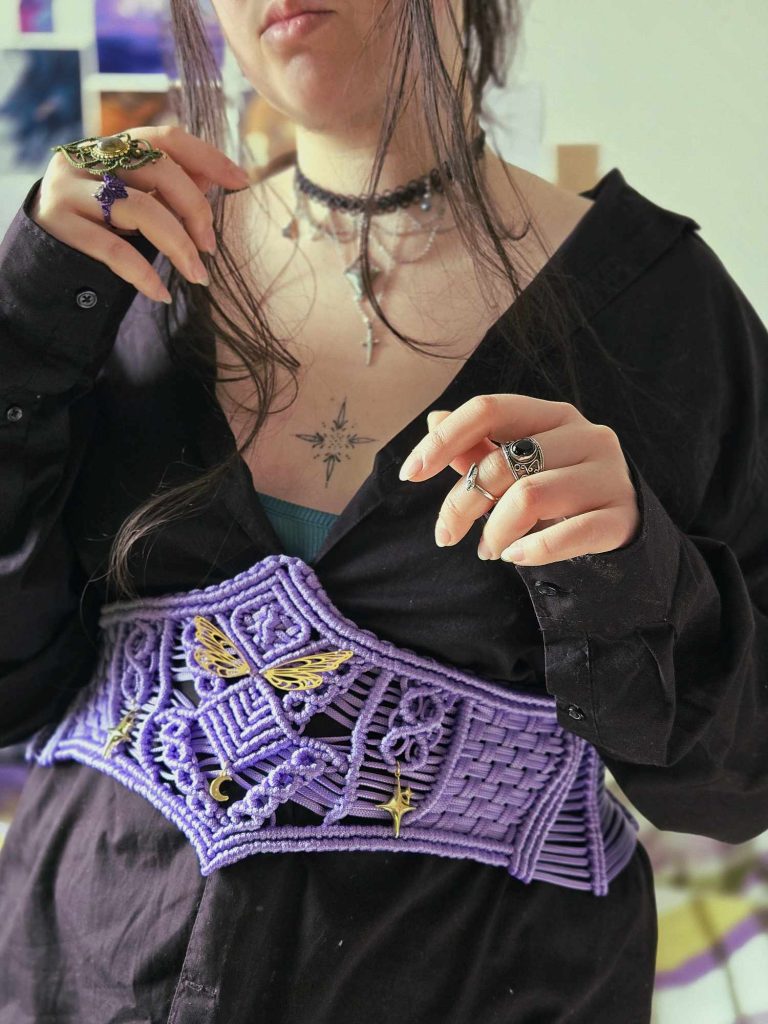 serre taille féerique violet et doré