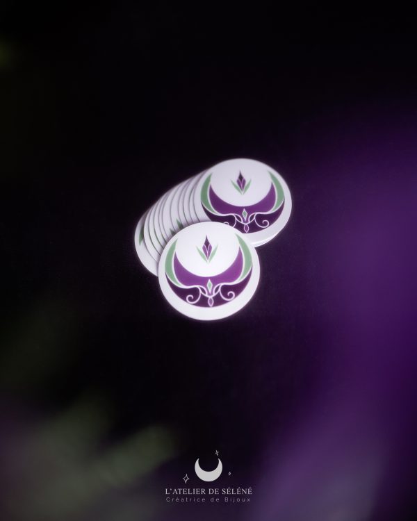 sticker lune violet et vert
