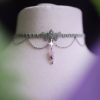 nymphéa ras de cou vert pastel avec perle de quartz rose (doré) (copie)