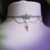 nymphéa ras de cou vert pastel avec perle de quartz rose (doré) (copie)