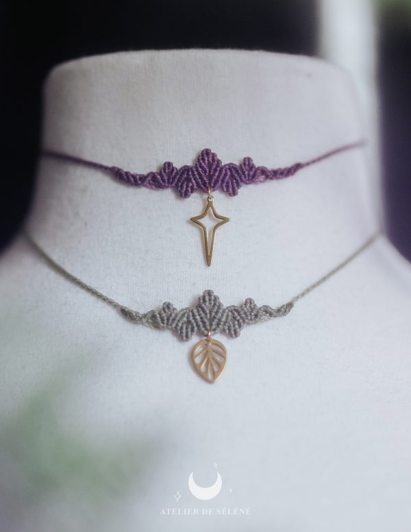 ♦flora collier ou tiare feuille doré ou argenté