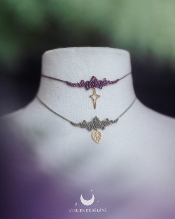 ♦flora collier ou tiare feuille doré ou argenté