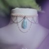 ras de cou beige avec pendentif upcyclé en larimar