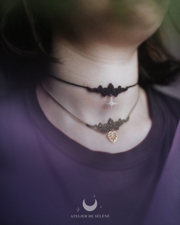 ♦flora collier ou tiare feuille doré ou argenté