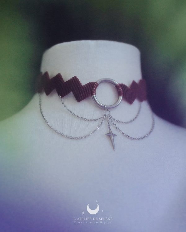 stormy choker bordeau et argenté