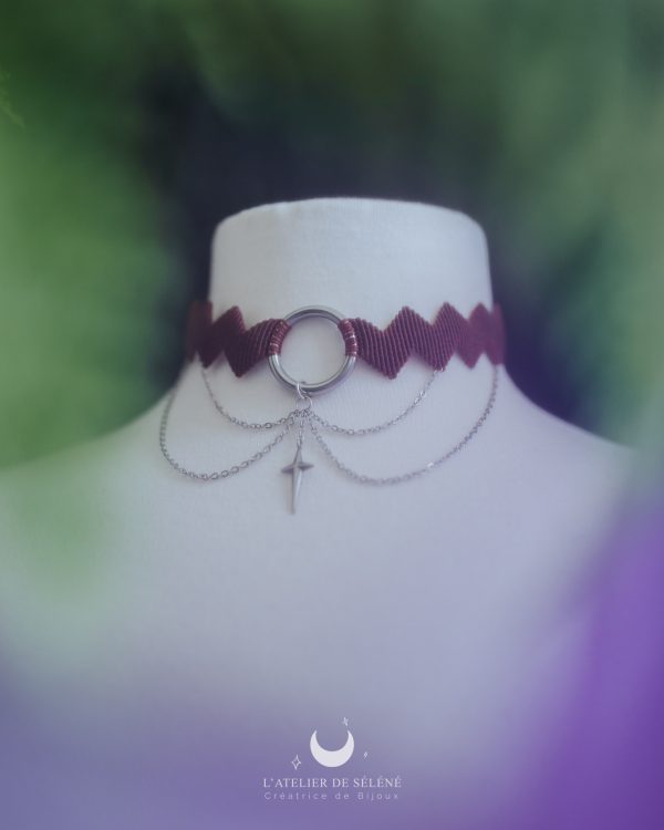 stormy choker bordeau et argenté