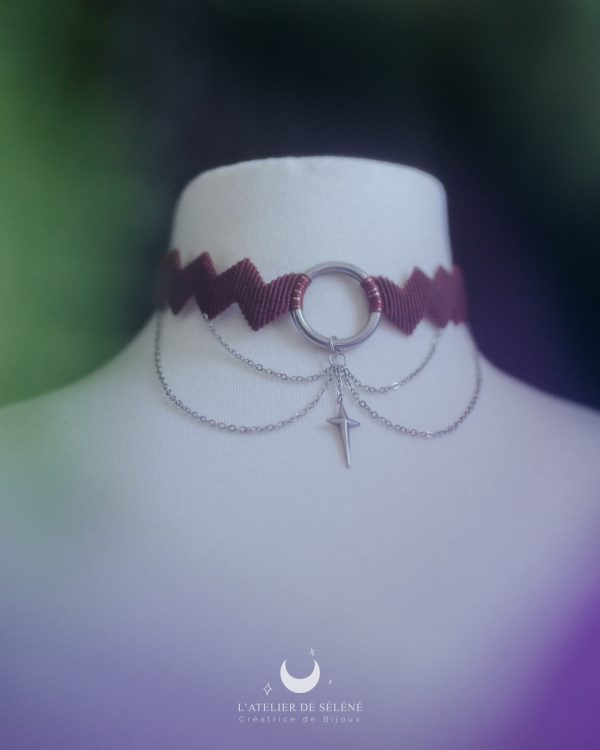 stormy choker bordeau et argenté