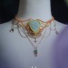stella grand collier orange & jaune avec une amazonite