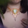 stella grand collier orange & jaune avec une amazonite
