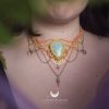 stella grand collier orange & jaune avec une amazonite