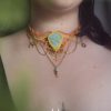 stella grand collier orange & jaune avec une amazonite