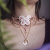 winx club collier ailes de fées rose et blanc brodé et tissé