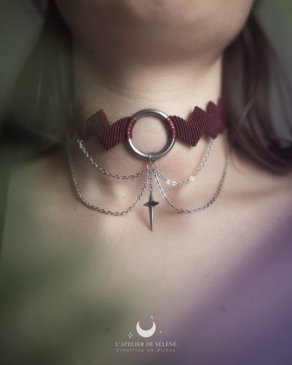 stormy choker bordeau et argenté