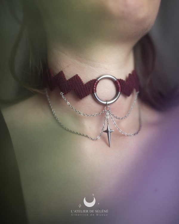 stormy choker bordeau et argenté