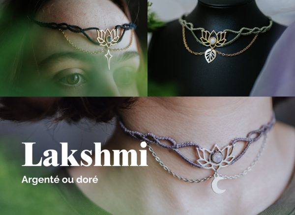 lakshmi ras de cou / diadème avec un lotus