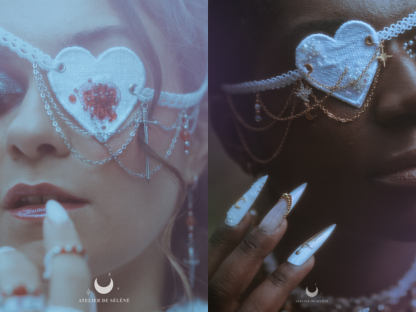 cache oeil blanc fait main, cache oeil original