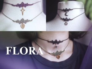 ♦flora collier ou tiare feuille doré ou argenté