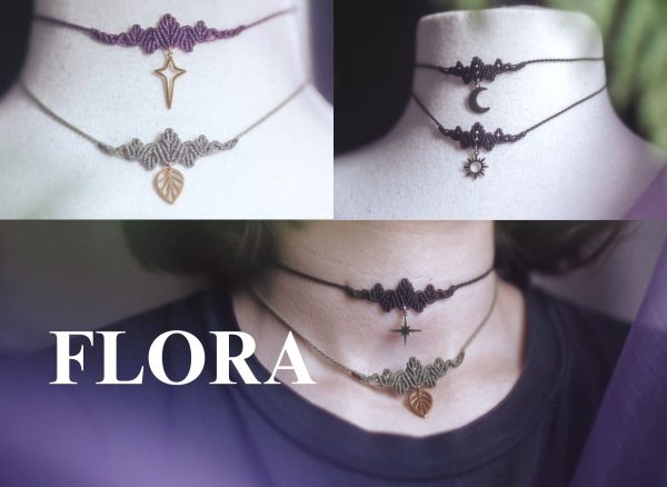 ♦flora collier ou tiare feuille doré ou argenté