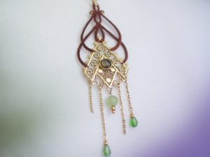 ♥ Collier cravate labradorite marron & doré