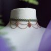 collier ras de cou vert et doré fait main par atelier de séléné